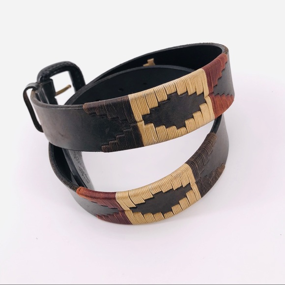 Vintage Accessories - ✅ Vintage Turkish Leather Aztec Leather Belt 32"